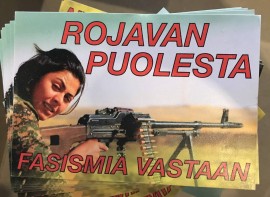Rojavan puolesta fasismia vastaan -tarranippu